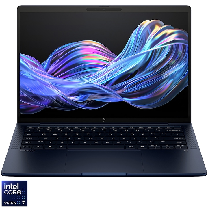 Laptop HP EliteBook Ultra G1i B66TQAT, 14 inch 1920 x 1200 Touchscreen, Intel 258V 8 C / 8 T, 2.2 GHz - 4.8 GHz, 12 MB cache, 12 W, 32 GB LPDDR5X, 1 TB SSD, Intel Arc Graphics, Windows 11 Pro, Albastru