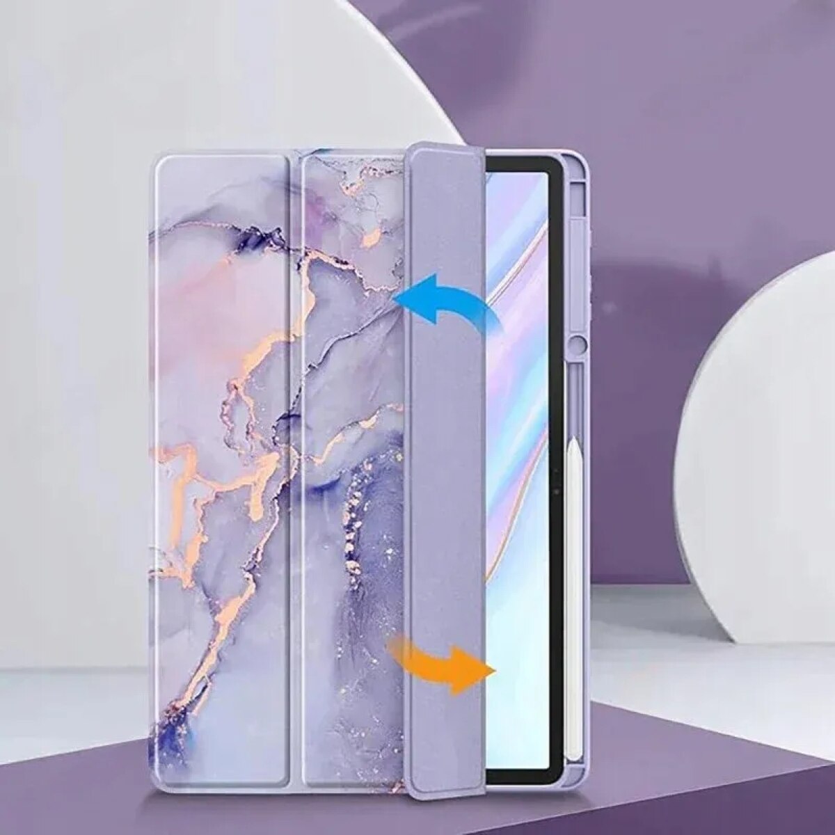 Husa pentru tableta, Supero, Lenovo, compatibila cu Tab M11/K11E TB-330FU/TB-330XU/TB-331FC, design Purple Marble cu spate transparent, protectie impotriva zgarieturilor si socurilor, usor de montat, material de inalta calitate, violet
