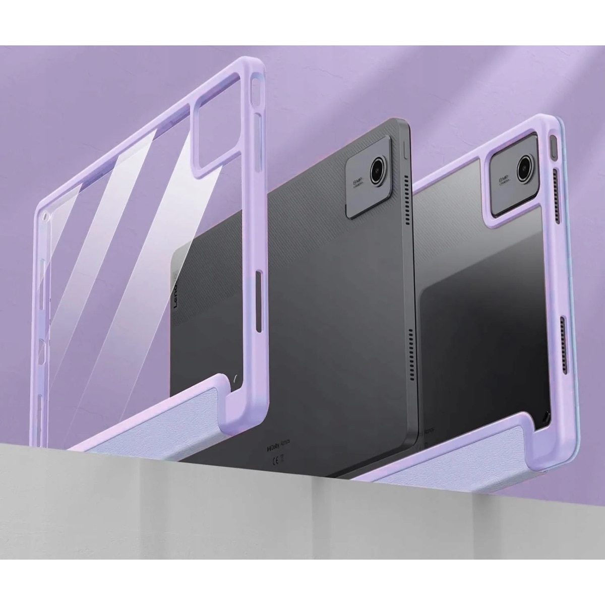 Husa pentru tableta, Supero, Lenovo, compatibila cu Tab M11/K11E TB-330FU/TB-330XU/TB-331FC, design Purple Marble cu spate transparent, protectie impotriva zgarieturilor si socurilor, usor de montat, material de inalta calitate, violet
