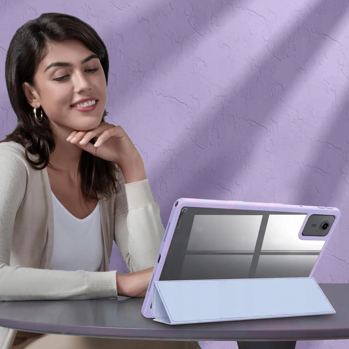 Husa pentru tableta, Supero, Lenovo, compatibila cu Tab M11/K11E TB-330FU/TB-330XU/TB-331FC, design Purple Marble cu spate transparent, protectie impotriva zgarieturilor si socurilor, usor de montat, material de inalta calitate, violet