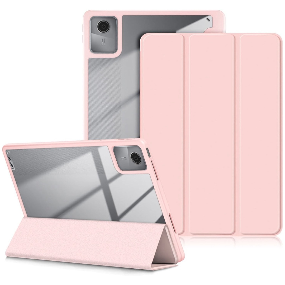 Husa cu clapeta pentru tableta, Supero, Lenovo, compatibila cu Tab M11 TB-330FU/TB-330XU/TB-330FC/K11E (11" 2024), rama TPU rezistenta la socuri, spate rigid transparent, interior microfibra, suport pentru stylus, functie sleep/wake magnetica, stand