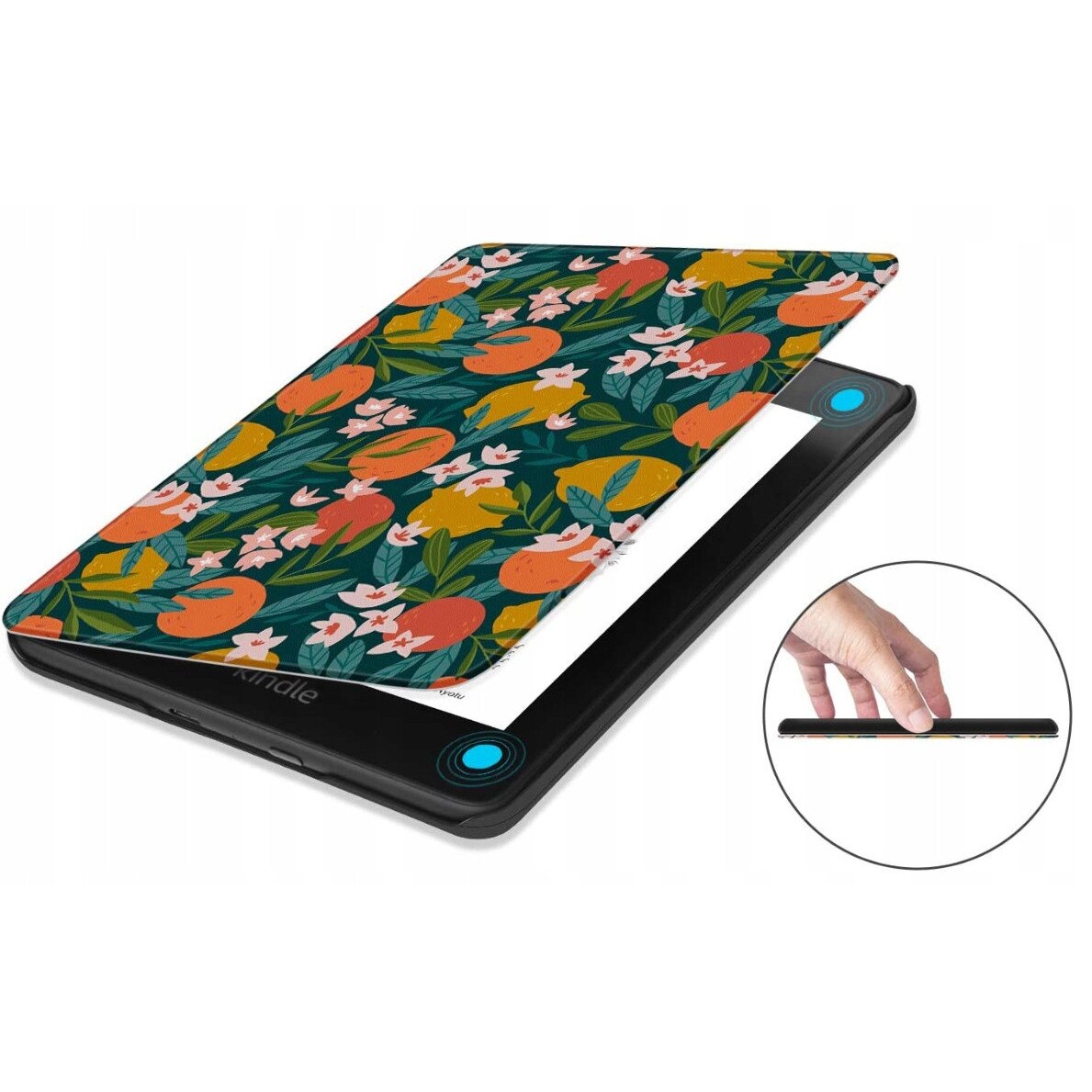 Husa tip coperta, SUPERO, slim, dedicata pentru Kindle Paperwhite 4, microfibra captusita, cu magnet si functie suport, rezistenta din material plastic, 1 bucata, multicolor (oranges)