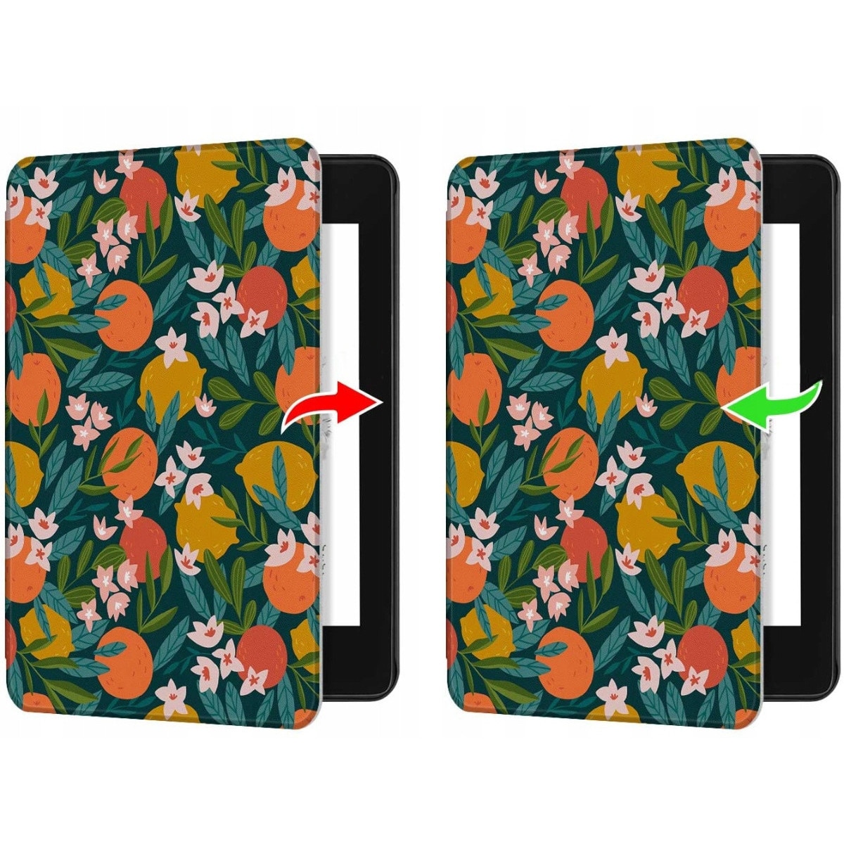 Husa tip coperta, SUPERO, slim, dedicata pentru Kindle Paperwhite 4, microfibra captusita, cu magnet si functie suport, rezistenta din material plastic, 1 bucata, multicolor (oranges)