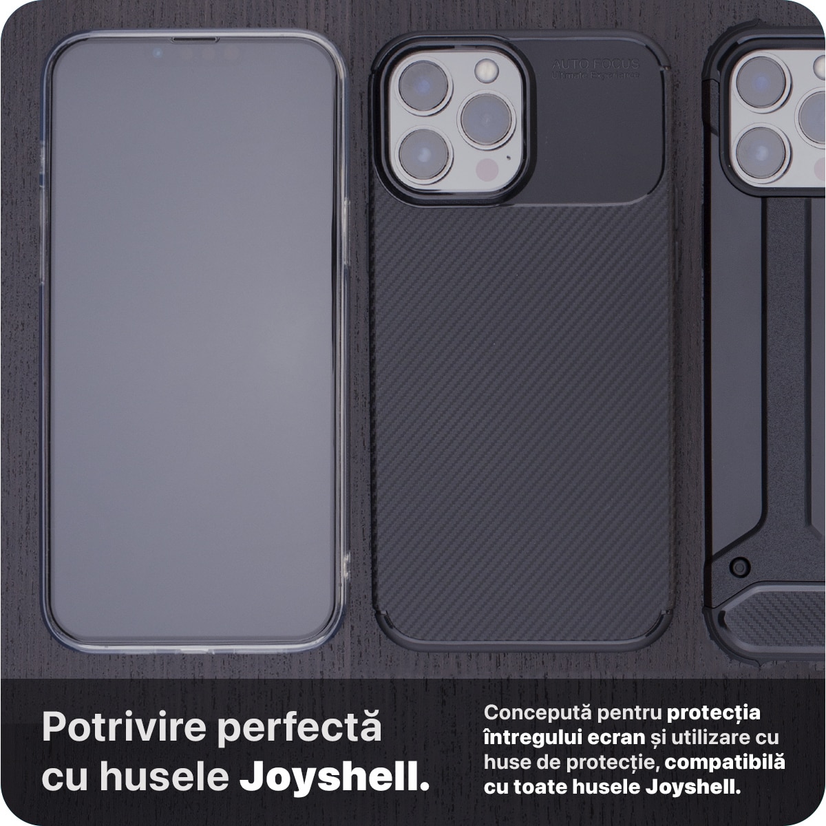 Folie Sticla Joyshell, compatibila cu Apple iPhone 13, Protectie Ecran 3D, Full Glue, Full Cover, Negru