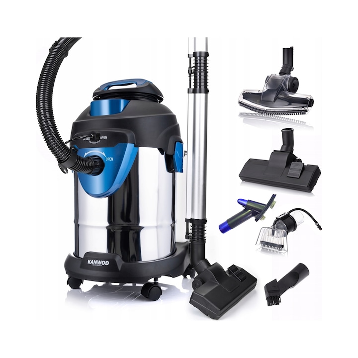 Aspirator Kanwod Super Wash, 2000W, 20L, cu accesorii pentru curatare, filtrare HEPA, 330x370x500mm