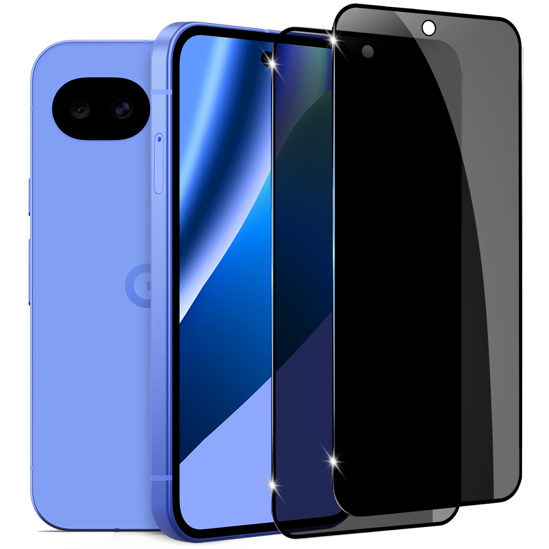 Set 2 folii sticla ERBORD Anti-Spy, protectie, negru, Google Pixel 10a
