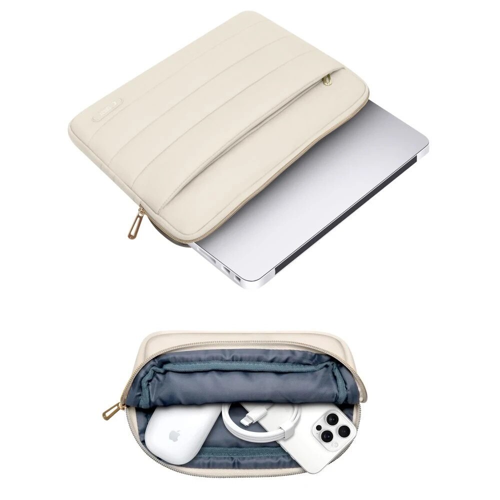 Etui set Tech-Protect Puffy 13-14" Sand cu mini etui, dimensiuni 36x25,3x2cm, 21x14,5cm
