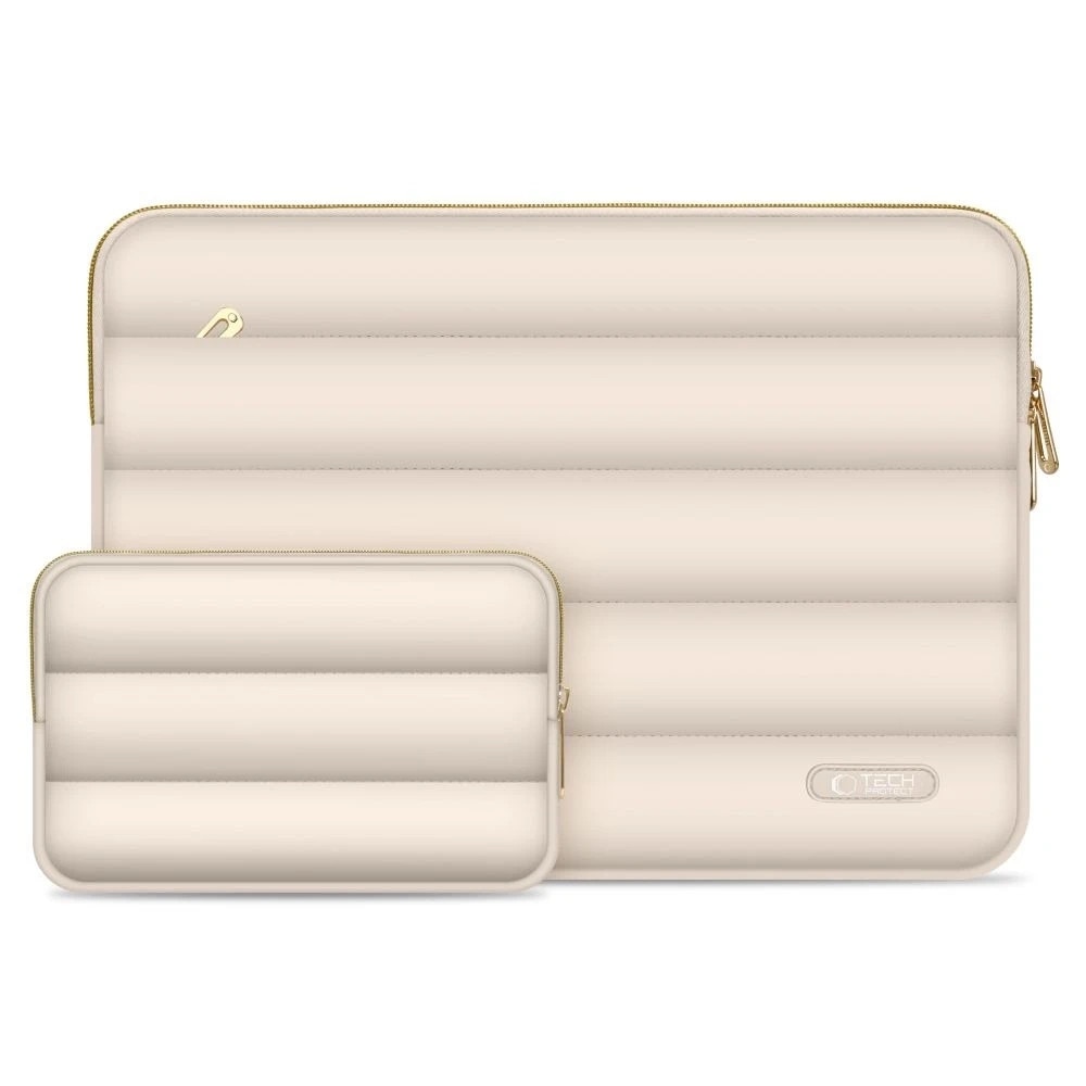 Etui set Tech-Protect Puffy 13-14" Sand cu mini etui, dimensiuni 36x25,3x2cm, 21x14,5cm