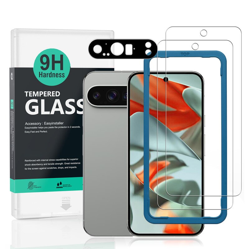 Folie Sticla Ibywind pentru Google Pixel 9 Pro XL 5G, Pachet 2, Sticla Securizata, protectie pentru obiectiv, Montaj Usor, Duritate Militara, Ultra HD, Anti Zgarieturi, Anti Socuri