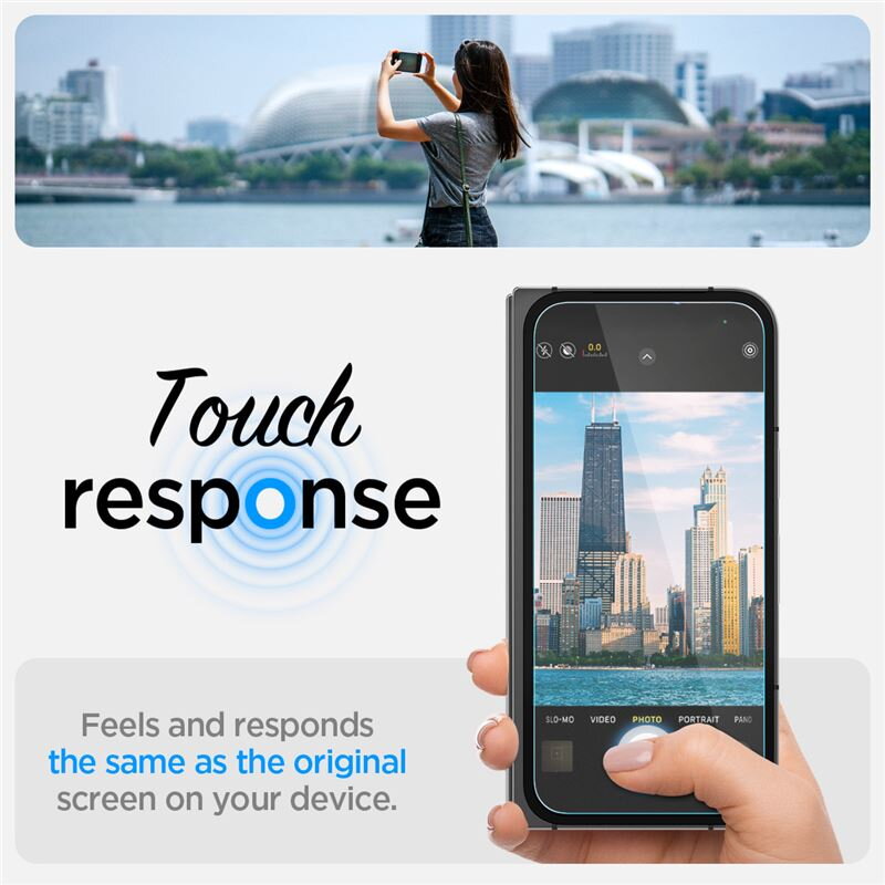 Set 2 folii sticla cu sistem de montare Case friendly Spigen GLAStR EZ FIT compatibil cu Google Pixel 9 Pro Fold, Transparent