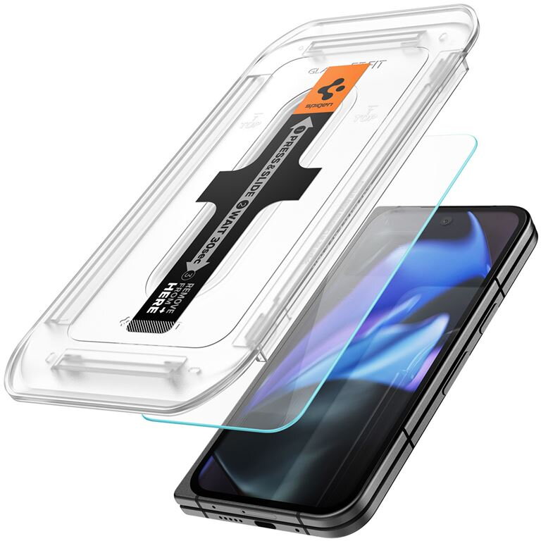 Set 2 folii sticla cu sistem de montare Case friendly Spigen GLAStR EZ FIT compatibil cu Google Pixel 9 Pro Fold, Transparent