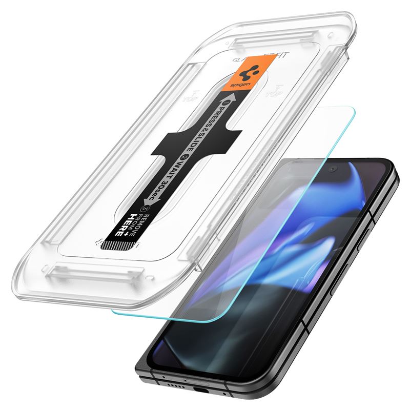 Set 2 folii sticla cu sistem de montare Case friendly Spigen GLAStR EZ FIT compatibil cu Google Pixel 9 Pro Fold, Transparent