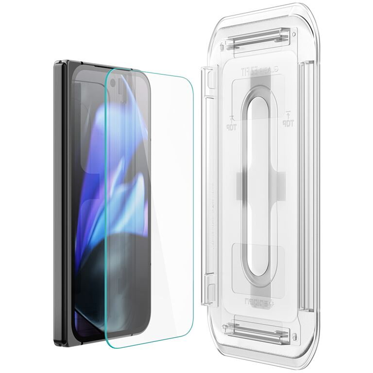 Set 2 folii sticla cu sistem de montare Case friendly Spigen GLAStR EZ FIT compatibil cu Google Pixel 9 Pro Fold, Transparent