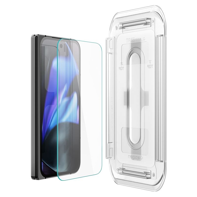 Set 2 folii sticla cu sistem de montare Case friendly Spigen GLAStR EZ FIT compatibil cu Google Pixel 9 Pro Fold, Transparent