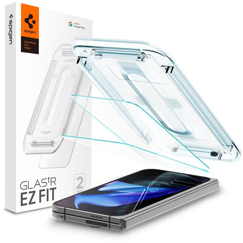 Set 2 folii sticla cu sistem de montare Case friendly Spigen GLAStR EZ FIT compatibil cu Google Pixel 9 Pro Fold, Transparent