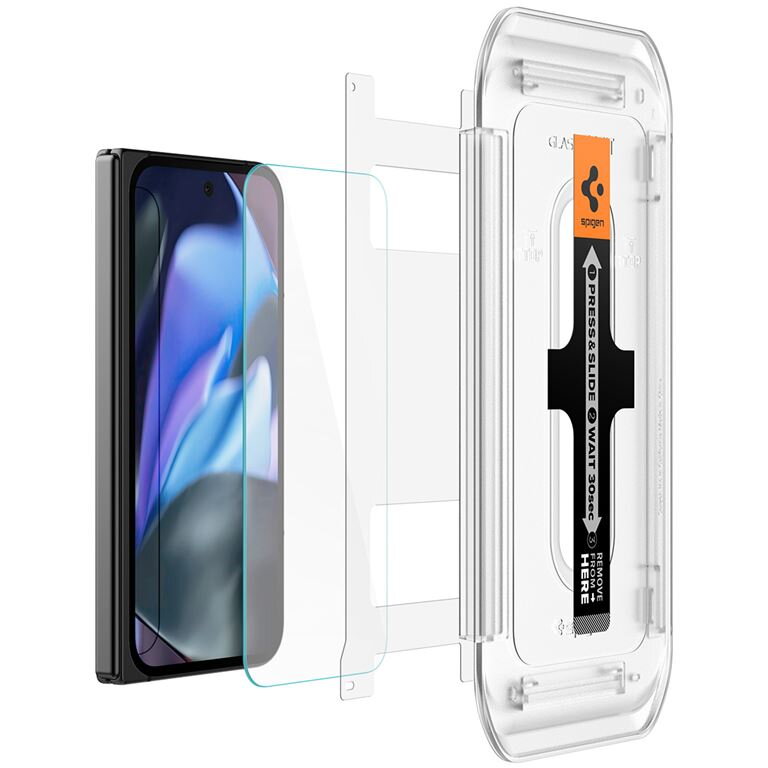 Set 2 folii sticla cu sistem de montare Case friendly Spigen GLAStR EZ FIT compatibil cu Google Pixel 9 Pro Fold, Transparent