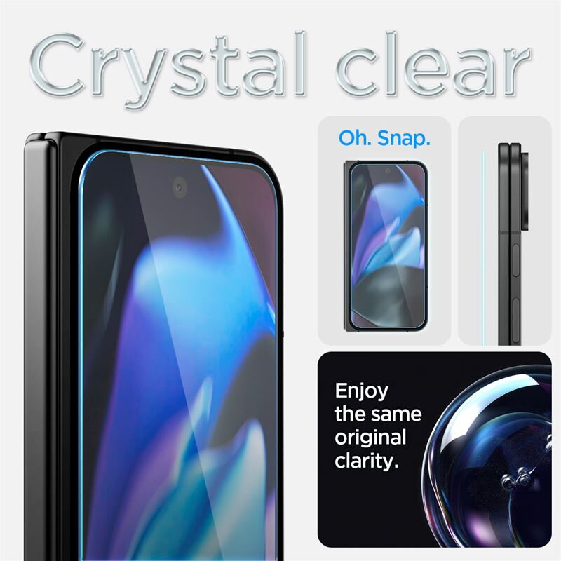 Set 2 folii sticla cu sistem de montare Case friendly Spigen GLAStR EZ FIT compatibil cu Google Pixel 9 Pro Fold, Transparent