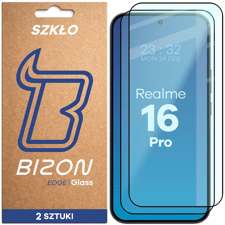 Set 2 Sticla de protectie Bizon Glass Edge Duo pentru Realme 16 Pro 5G