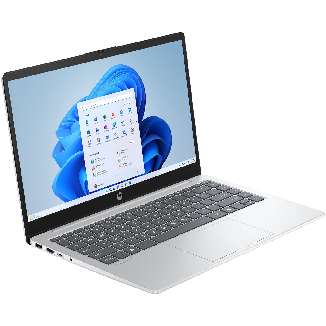 Laptop HP OmniBook 3 NG AI Hokie 25C1 cu prcesor AMD Ryzen™ AI 330 pana la 4.5 Ghz,14" FullHD, 24 GB DDR 5, 512 GB SSD, AMD Radeon 820M Graphics, Windows 11 Glacier Silver