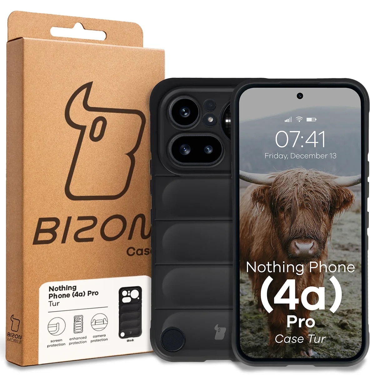 Husa Bizon Case Tur pentru Nothing Phone (4a) Pro, Negru