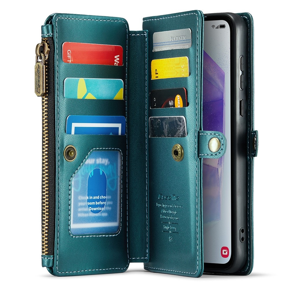Husa telefon Caseme, portofel, pentru Samsung Galaxy A55 5G, piele ecologica, verde, cu functie de suport