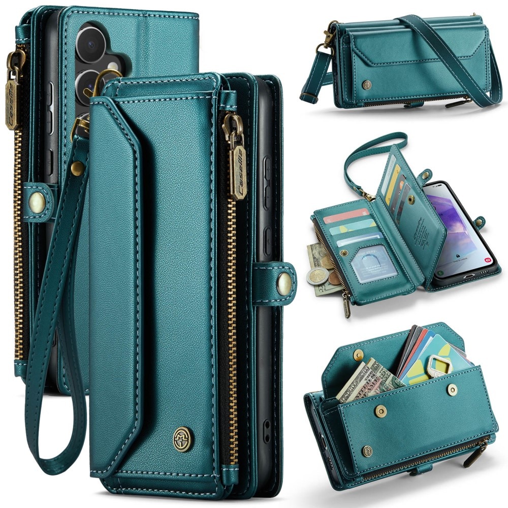 Husa telefon Caseme, portofel, pentru Samsung Galaxy A55 5G, piele ecologica, verde, cu functie de suport