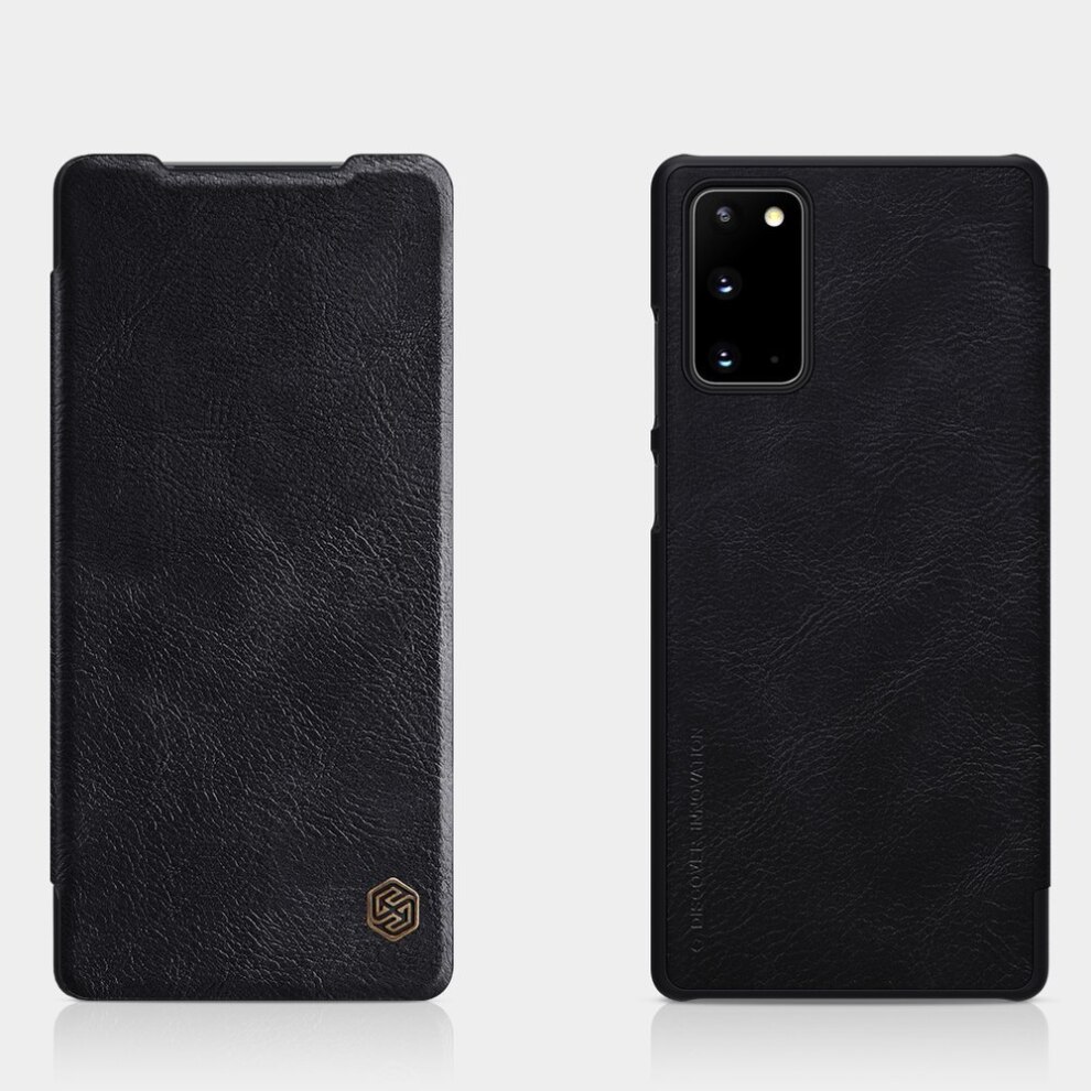Husa de protectie Flip Cover cu buzunare pentru carduri, compatibil cu Samsung Galaxy Note 20, Negru