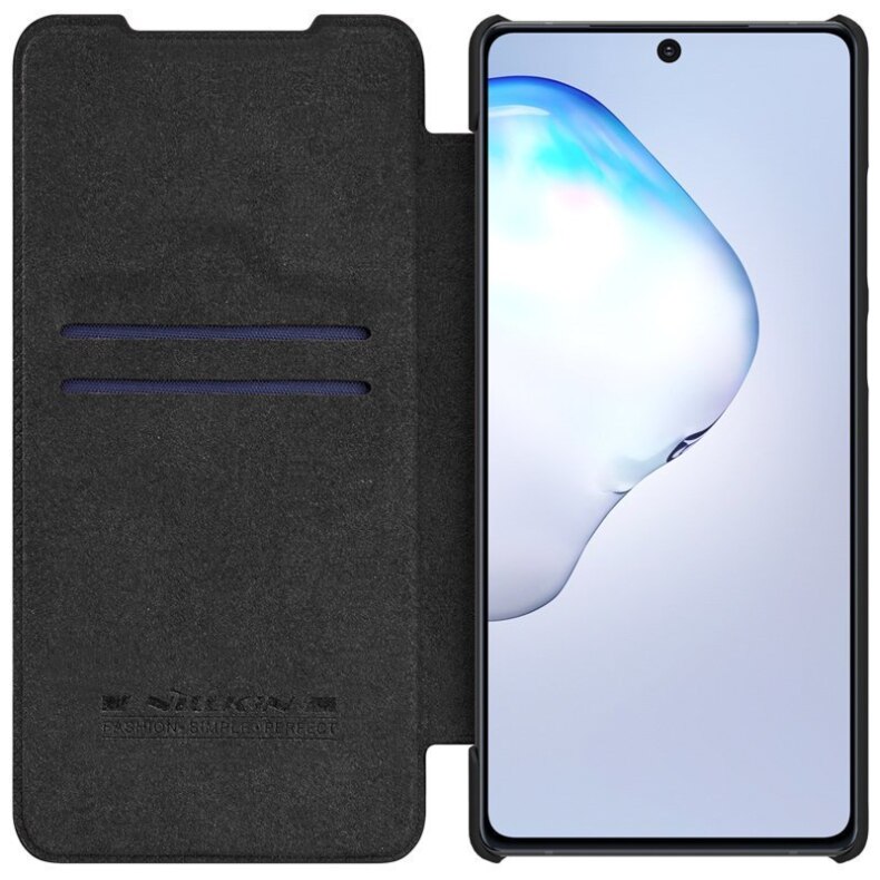 Husa de protectie Flip Cover cu buzunare pentru carduri, compatibil cu Samsung Galaxy Note 20, Negru