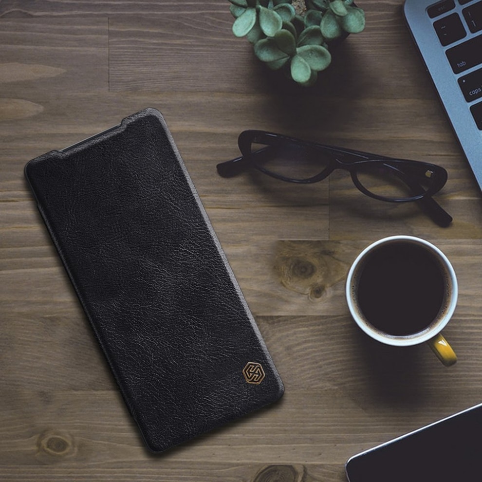 Husa de protectie Flip Cover cu buzunare pentru carduri, compatibil cu Samsung Galaxy Note 20, Negru