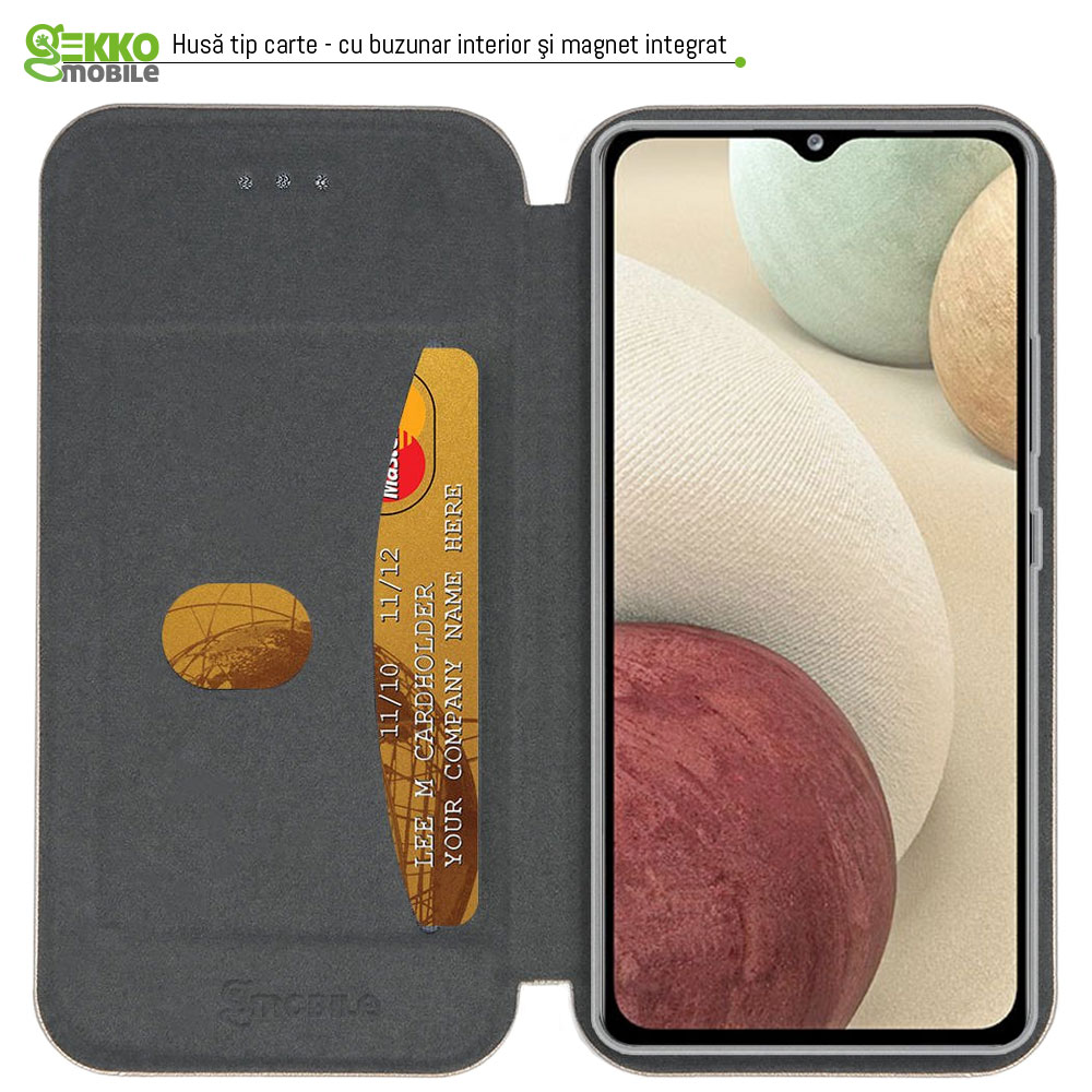 Husa pentru Samsung A12 - tip carte, inchidere magnetica, Gekko Elegance - VISINIE