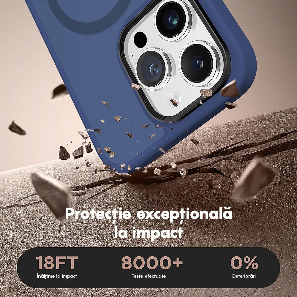 Husa compatibila cu Incarcare Magsafe compatibila cu iPhone 13 Pro, CASEY STUDIOS™, de Protectie, Slim, pentru Incarcare Wireless, Margini Ridicate de Protectia Ecranului si a Camerelor, Albastru Inchis