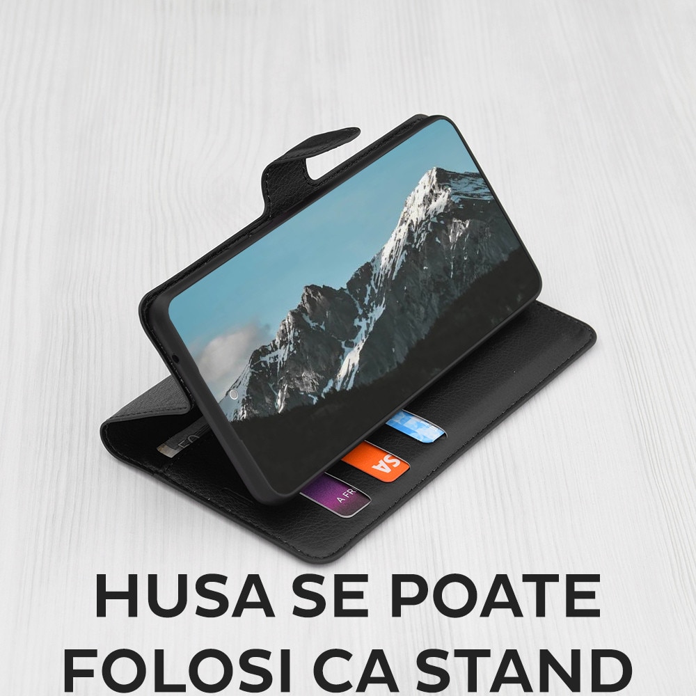 Husa pentru Xiaomi Redmi A7 Pro 4G Tip Carte DaDen®, Leather Folio, Functie de Stand, Calitate Premium, Antisoc, Protectie Sporita, Negru
