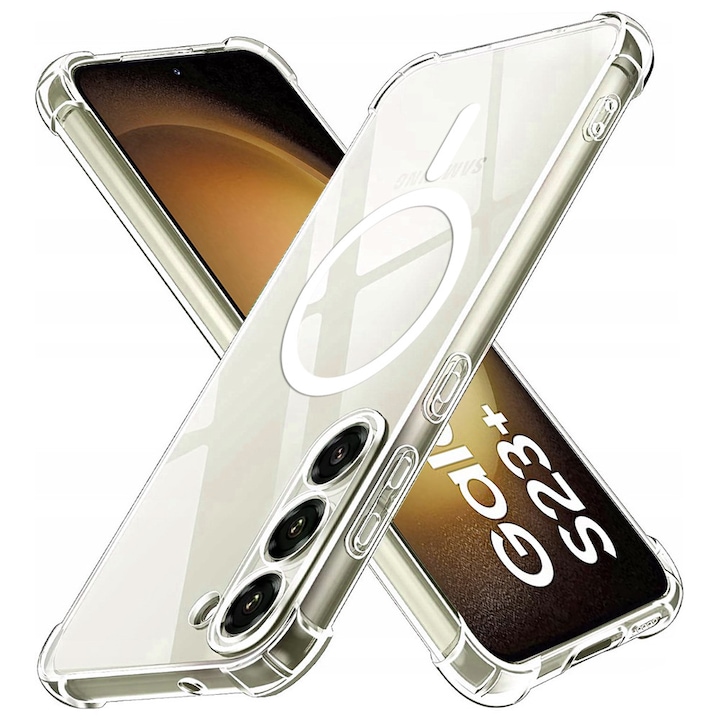 Husa pentru Samsung Galaxy S23 Plus DaDen® ShockProof Magsafe, Protectie Camera, Incarcare Wireless, Antisoc, Protectie Superioara, Transparenta