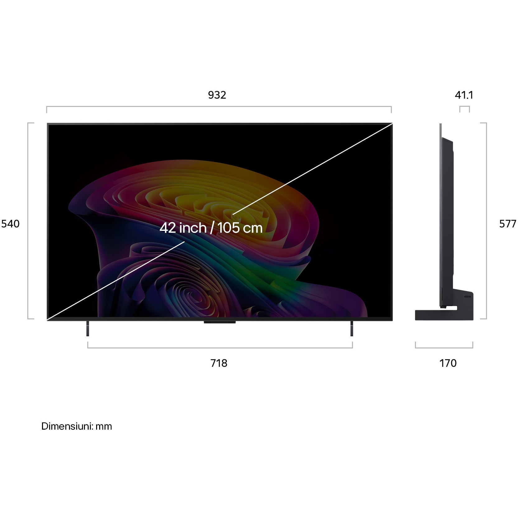 Televizor LG OLED Evo 42C62LA, 105 cm, Smart, 4k Ultra HD, 165 Hz, Clasa E (Model 2026)