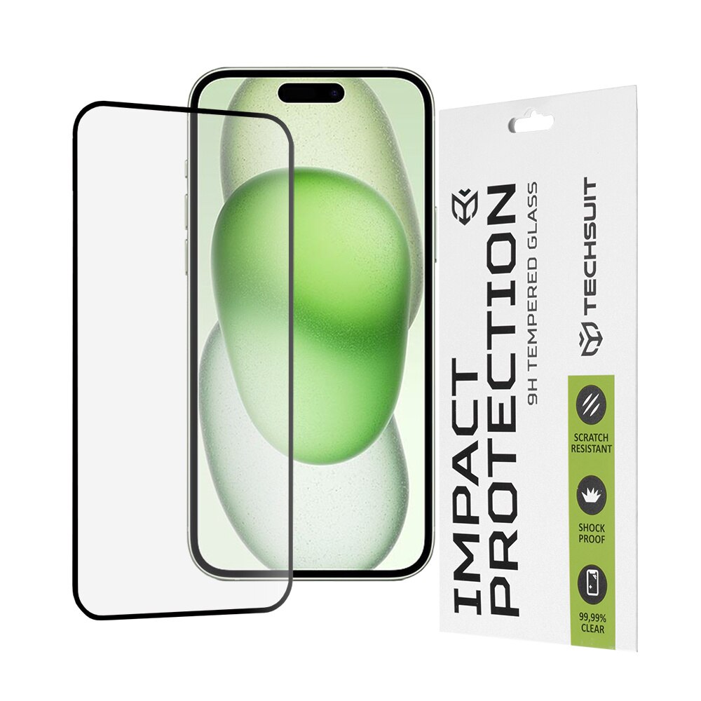 Folie pentru iPhone 15 Plus - Techsuit 111D Full Cover, Full Glue Glass - Negru