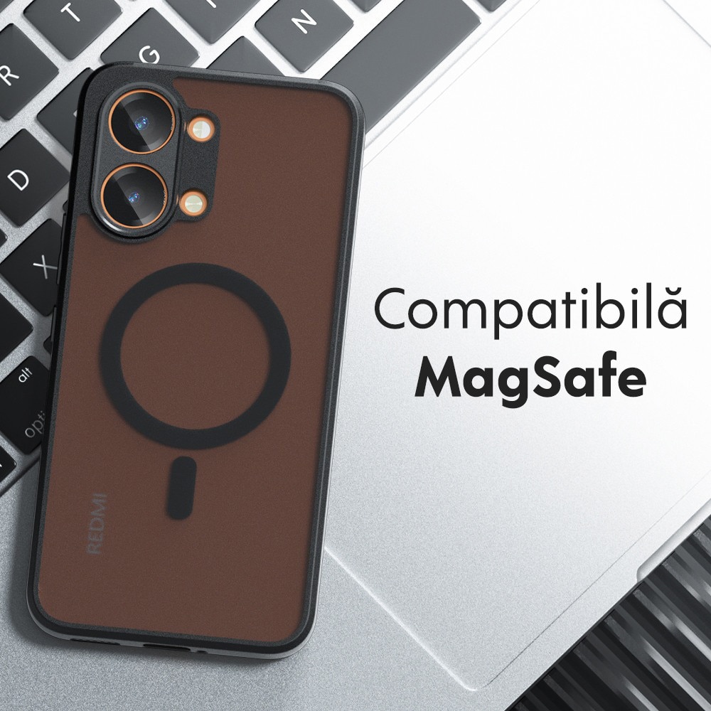 Husa pentru Oppo A6x 4G / A6x 5G / A6k 4G Daden® PureFrost MagSafe, Incarcare wireless, Protectie sporita, Anti-amprenta, Negru fumuriu