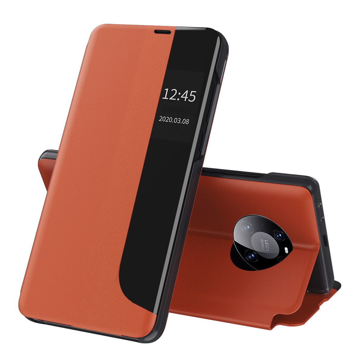 Husa compatibila cu Huawei Mate 40 Pro, Grip Texture, T187, Piele ecologica, Apricot