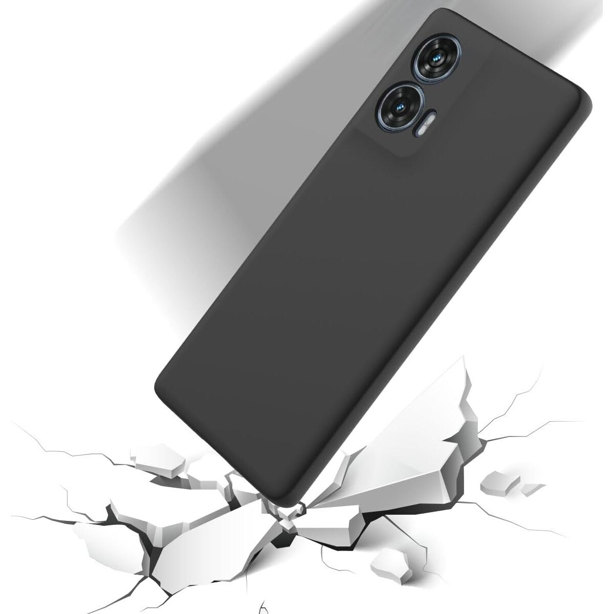 Husa telefon compatibila cu Motorola Edge 50 Fusion, Soft Silicone Premium, Anti-Soc, Protectie camera, Microfibra interior ( catifea ), Margini Ridicate pentru Protectia Ecranului, Negru