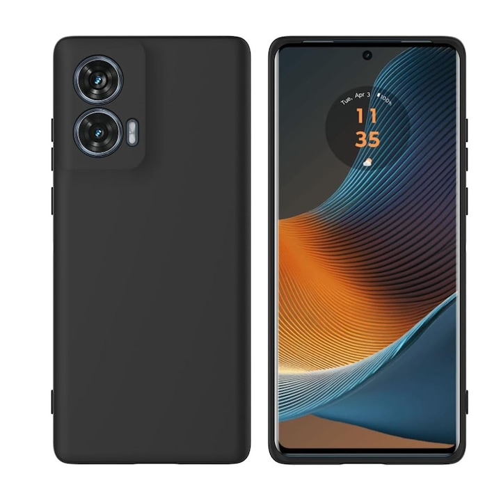 Husa telefon compatibila cu Motorola Edge 50 Fusion, Soft Silicone Premium, Anti-Soc, Protectie camera, Microfibra interior ( catifea ), Margini Ridicate pentru Protectia Ecranului, Negru
