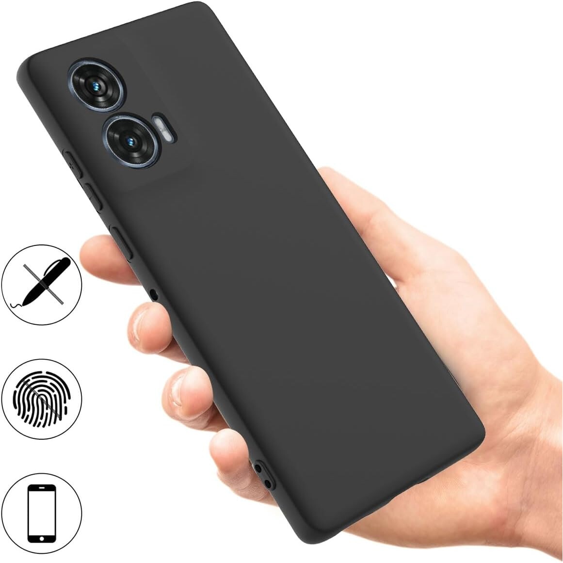 Husa telefon compatibila cu Motorola Edge 50 Fusion, Soft Silicone Premium, Anti-Soc, Protectie camera, Microfibra interior ( catifea ), Margini Ridicate pentru Protectia Ecranului, Negru