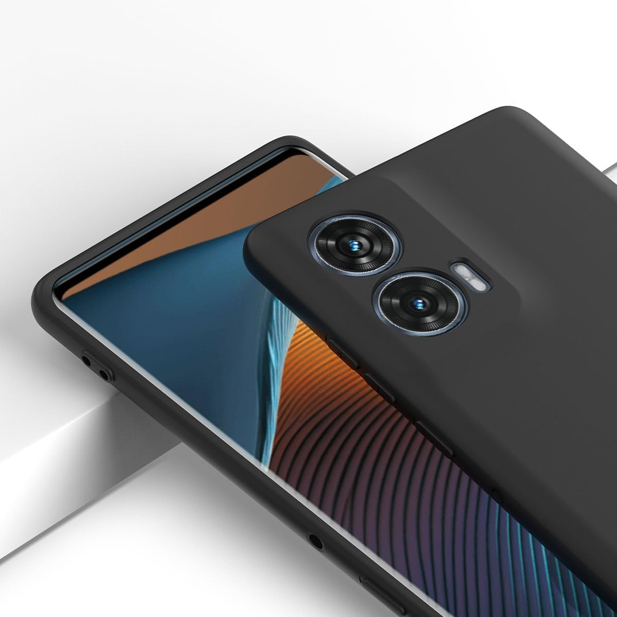 Husa telefon compatibila cu Motorola Edge 50 Fusion, Soft Silicone Premium, Anti-Soc, Protectie camera, Microfibra interior ( catifea ), Margini Ridicate pentru Protectia Ecranului, Negru