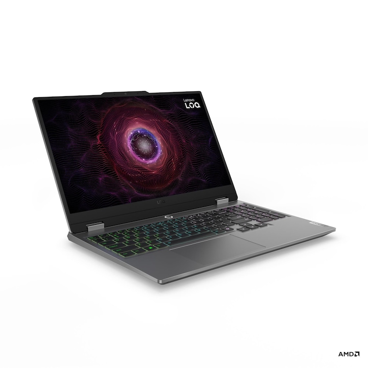 Laptop Lenovo LOQ 15ARP9 83JC00N6PB, 15.6 inch 1920 x 1080, AMD Ryzen 5 7235HS 4 C / 8 T, 3.1 GHz - 4.2GHz, 2 MB 8 MB cache, 16 GB DDR5, 512 GB SSD, Nvidia GeForce RTX 4050, Fara sistem de operare