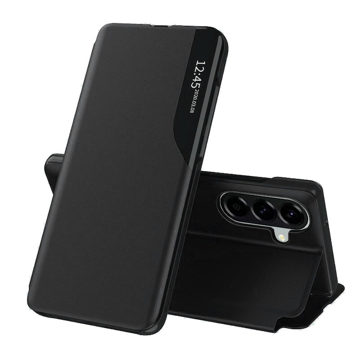 Husa pentru Samsung Galaxy A57 5G Tip Carte, S-View, Functie de Stand, Calitate Premium, Antisoc, Protectie Sporita, Negru
