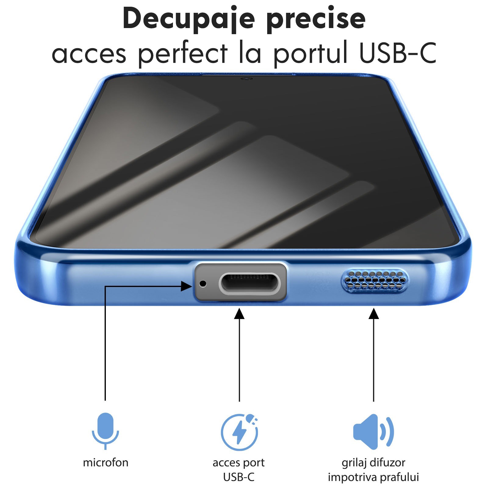 Husa pentru Samsung Galaxy S26 Plus DaDen MagSafe Luxury Antisoc, Transparenta cu Margini Albastre, Slim