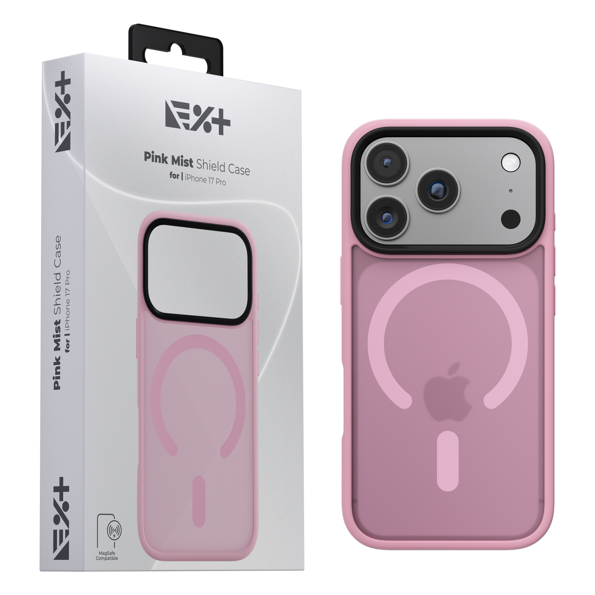 Husa de protectie NOA Mist Shield, compatibila Magsafe, pentru Iphone 17 Pro, Roz