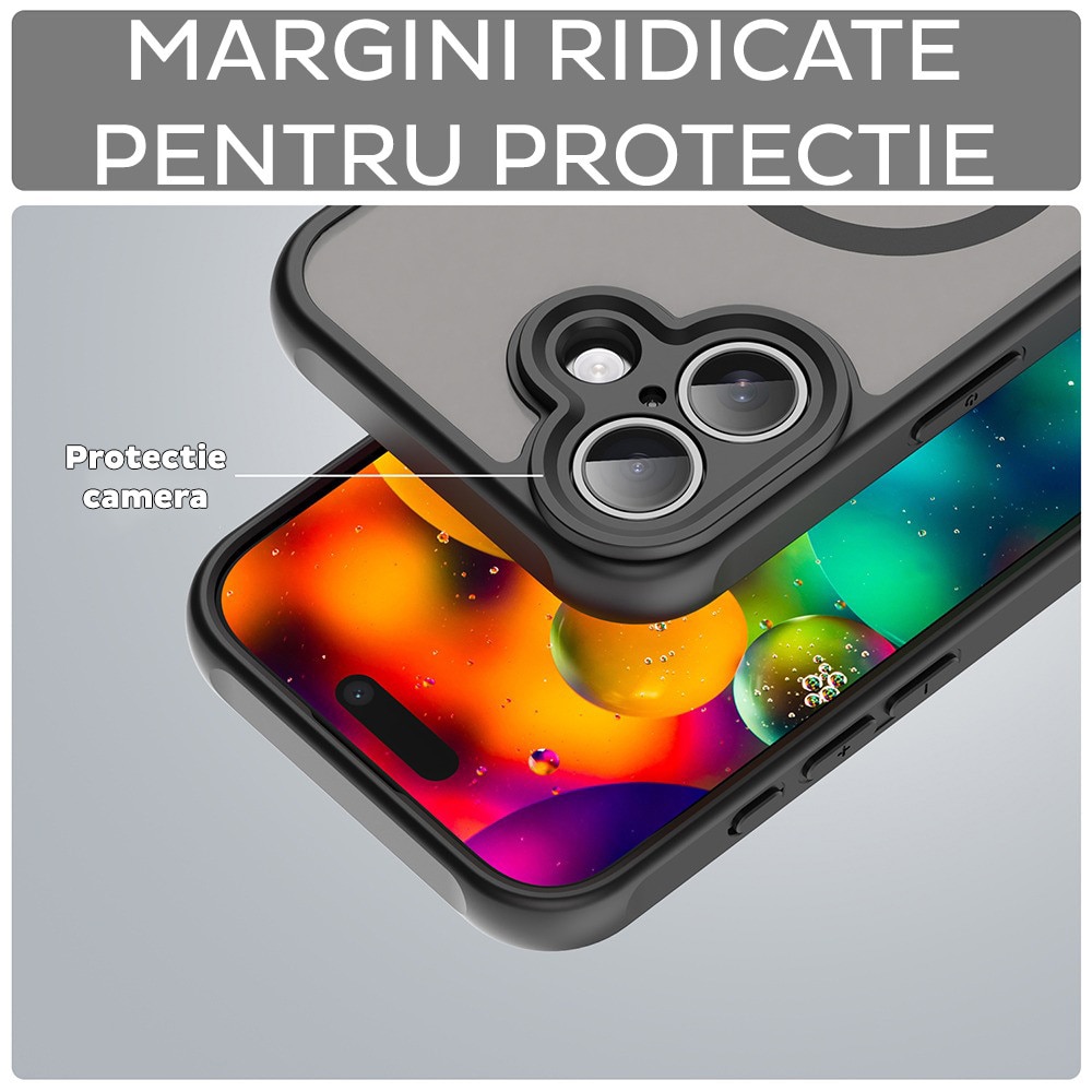 Husa pentru Xiaomi Redmi 15C 4G / Redmi 15C 5G Daden® HaloFrost II, MagSafe, Antisoc, Incarcare wireless, Calitate Premium, Negru