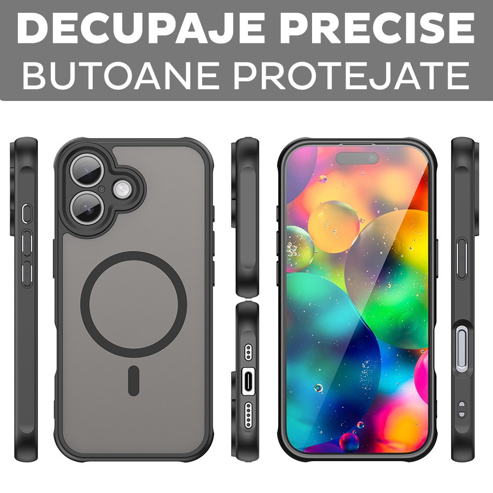 Husa pentru Xiaomi Redmi 15C 4G / Redmi 15C 5G Daden® HaloFrost II, MagSafe, Antisoc, Incarcare wireless, Calitate Premium, Negru