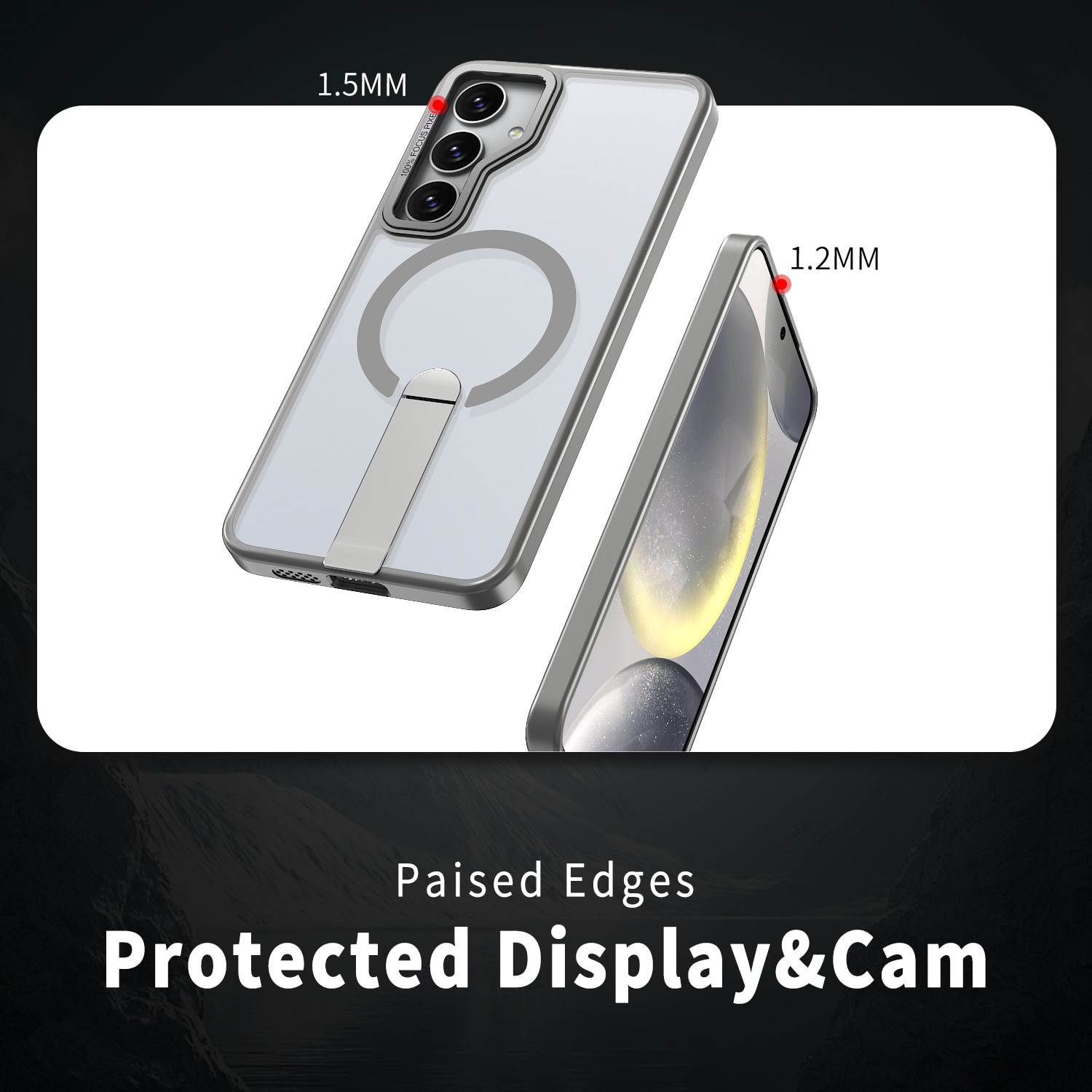 Husa de protectie pentru Samsung Galaxy S25 Compatibila cu MagSafe, Kickstand Metalic, TPU + Acril, Gri – Protectie Premium si Design Elegant