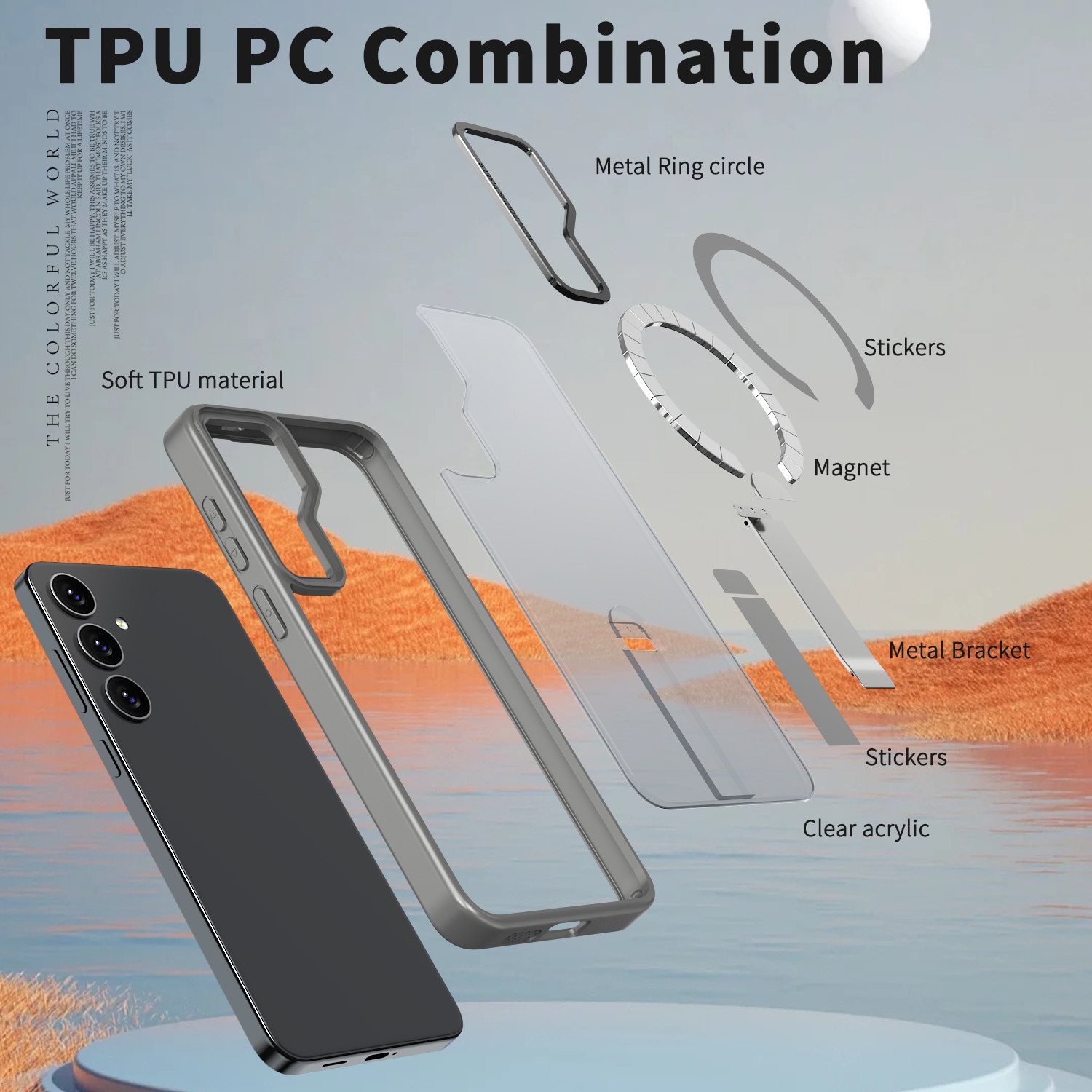Husa de protectie pentru Samsung Galaxy S25 Compatibila cu MagSafe, Kickstand Metalic, TPU + Acril, Gri – Protectie Premium si Design Elegant