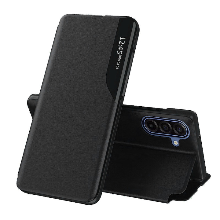 Husa pentru Samsung Galaxy A17 5G tip carte, Smart View, negru